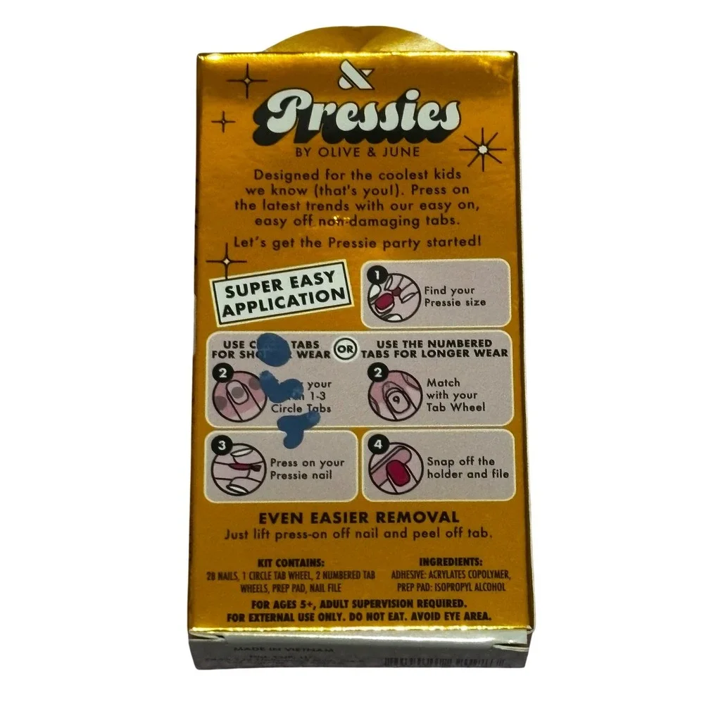 Olive & June Pressies Twinkle Lights Press On Nails Round XS/S Holiday Kids 32ct